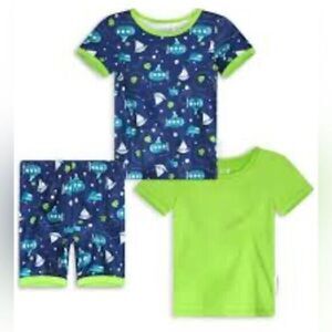 NWT Max & Olivia Baby Boys 3 piece Green Blue Printed Pajamas Short Set- 18M